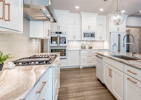modern remodeled white kitchen interior