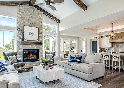 open concept remodeled living room