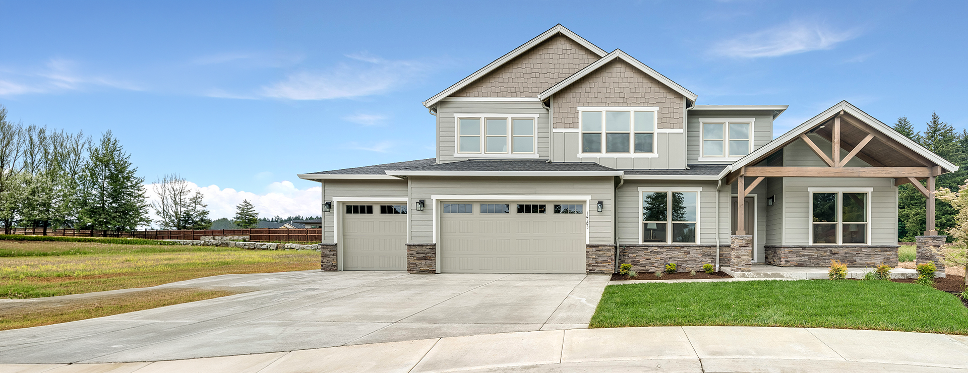 newly built modern home exterior